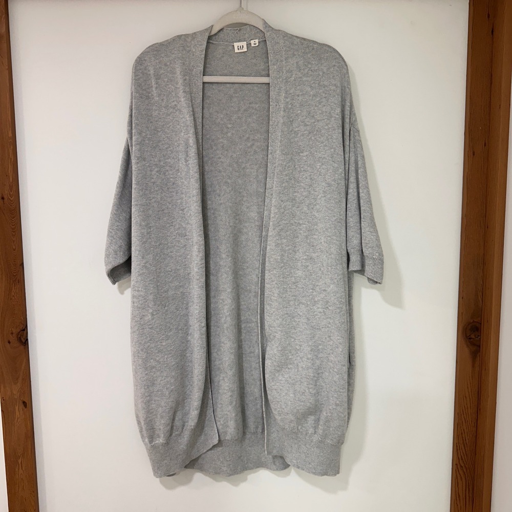 GAP Light Gray Open-Front Short Sleeve Cardigan